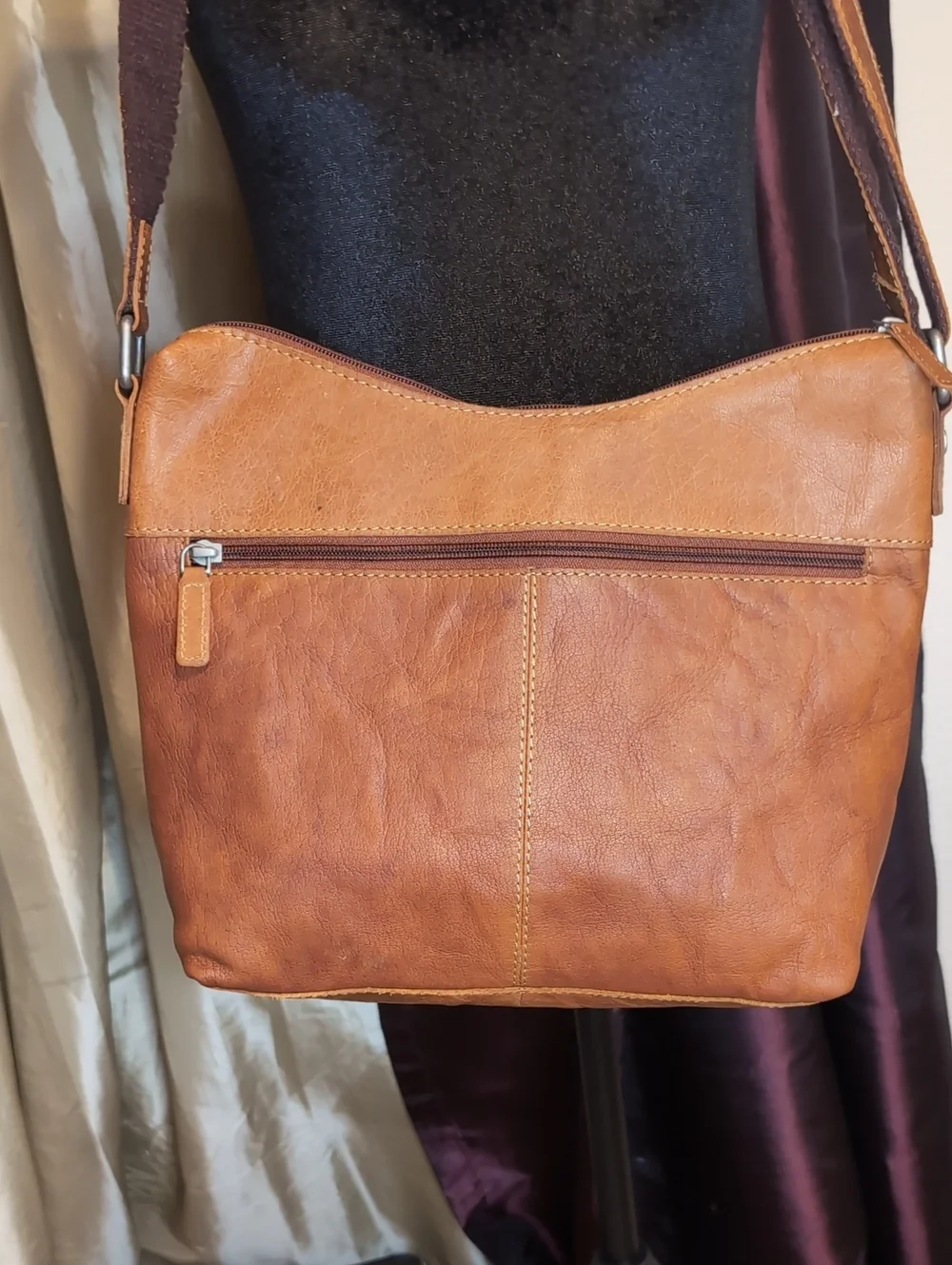 Jack Georges Buffalo Leather Crossbody Shoulder Bag in Brown